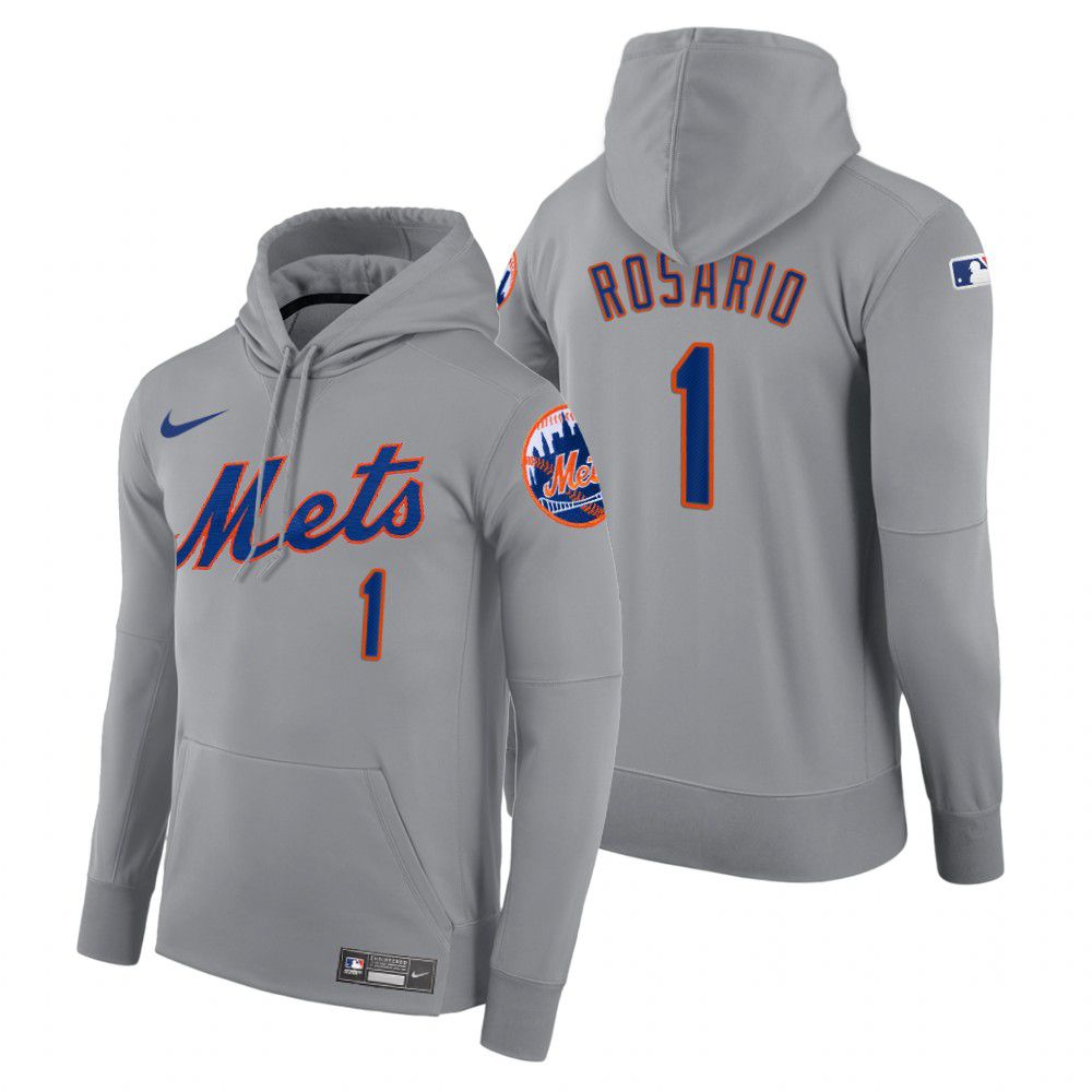 Men New York Mets #1 Rosario gray road hoodie 2021 MLB Nike Jerseys->customized mlb jersey->Custom Jersey